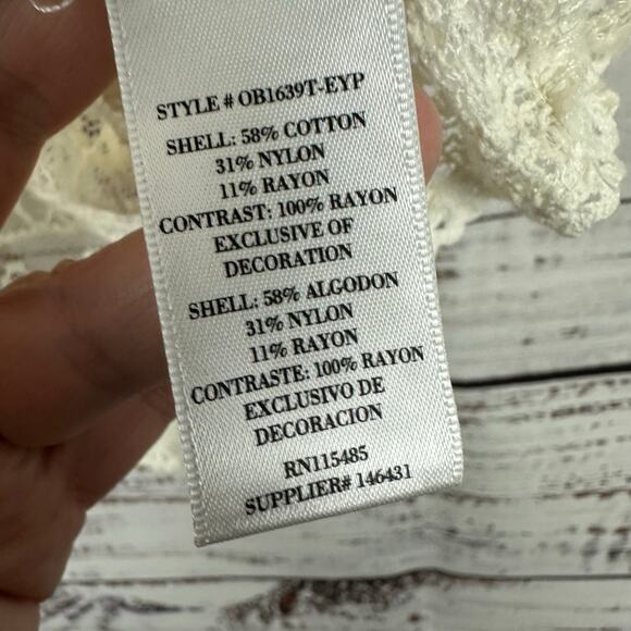 Women's Olsenboye Cream Lace Crochet Sheer Tank Top Boho Casual Festival Size M - Picture 7 of 8